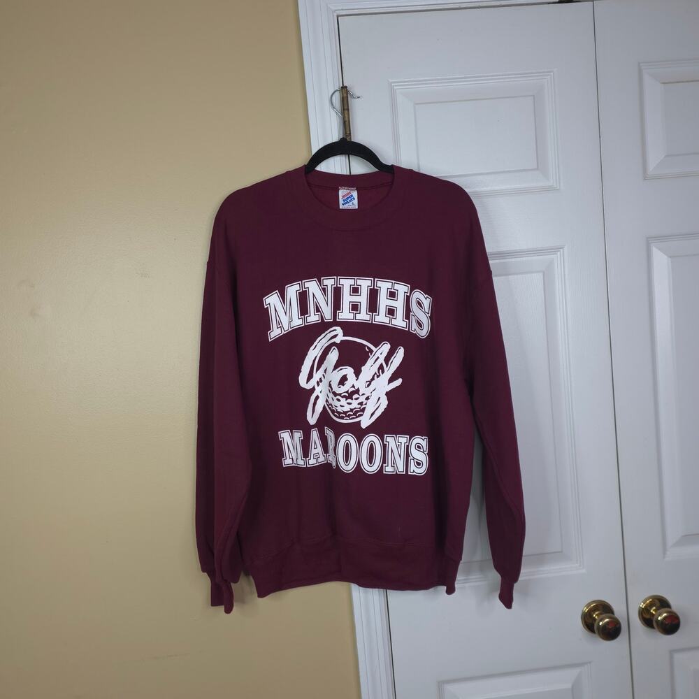 Vintage 90s Jerzees MNHHS Golf Maroons Crewneck Sweatshirt Size L